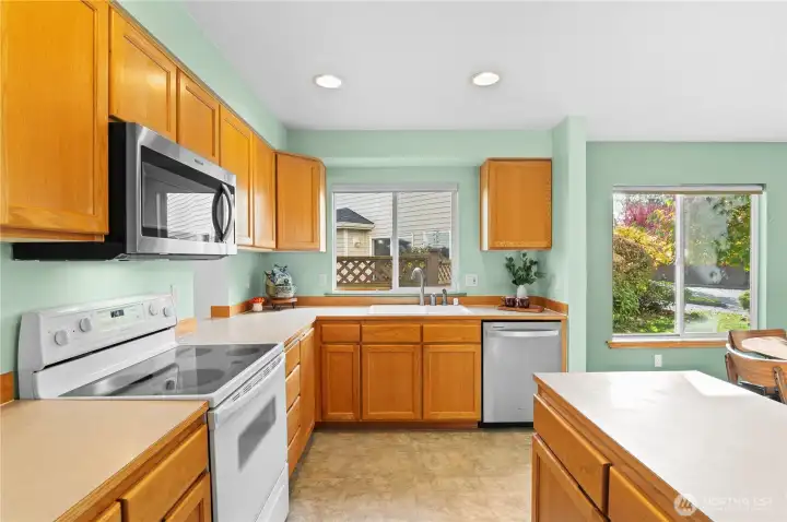 Huge wide open kitchen.