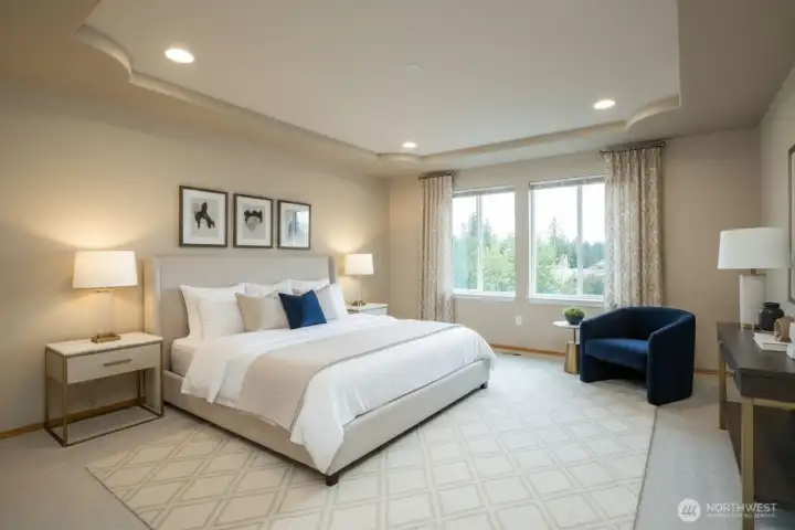 Digitally Staged Primary Bedroom