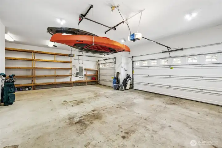 Three-car capacity with two automatic openers gives you flexibility for vehicles, storage, or that hobby you’ve been pretending you don’t need space for. And then there’s the ProTran system already installed, which is a quiet little power move. The home is generator ready, so in the event of an outage, you can hook up a portable generator and directly run selected circuits without any hassle or guesswork. Think heat, refrigeration, lighting, the essentials that keep life moving. No chaos, no cords everywhere, just a smooth backup plan already built in. It’s practical, it’s forward-thinking, and it adds a layer of confidence most homes don’t have.