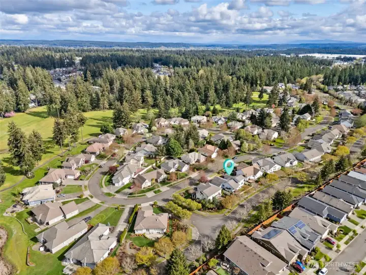 Surrounded by the beauty of The Golf Club at Hawks Prairie, you’ve got rolling greens and that open, polished landscape right in your orbit. And just a few minutes north, Eagles Pride Golf Course adds a whole second option to the mix, known for its 27-hole layout and variety that keeps things interesting round after round. So yes, that third bay in the garage suddenly starts making a lot of sense. Golf cart, gear, extra clubs you definitely “needed”, it all fits right in.