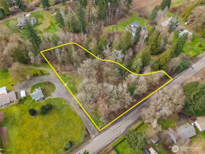 Right against Old Befair Hwy, just north of town. The yellow lot lines are approximate.
