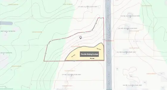 If the setbacks are favorable, this is an approximation of where the building envelope might be - buyer to verify.