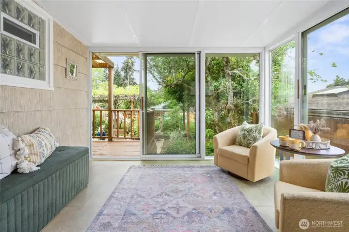 Sunroom overlooking the garden