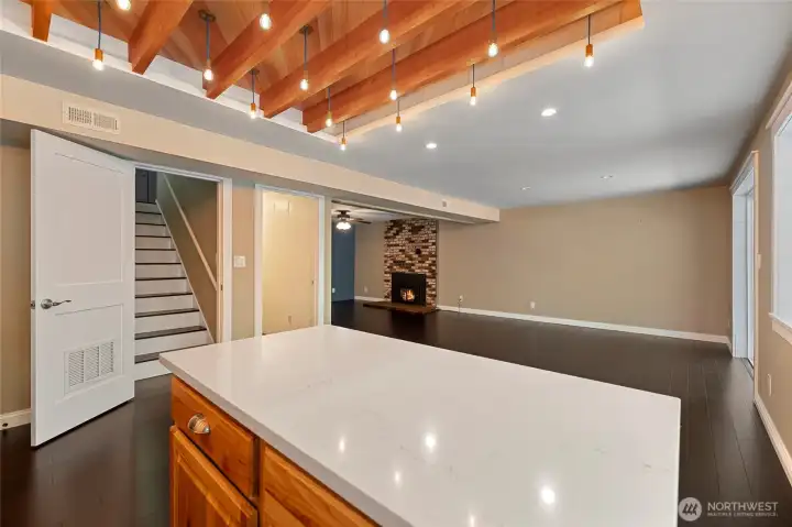 Downstairs-custom lighting in the 2nd kitchen/kitchenette.
