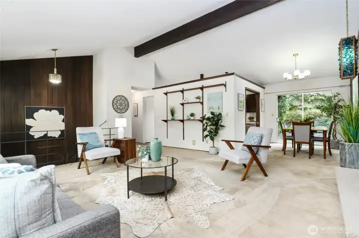 Dining room with sliding glass door to back patio. Dining room with sliding glass door to back patio.