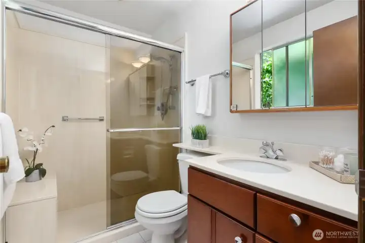 Primary bath with walk in shower. Primary bath with walk in shower.