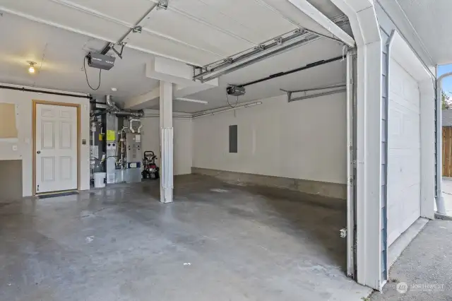 Ample space for parking and storage in the attached garage.
