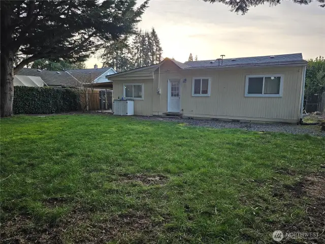 Spacious, fully fenced back yard with plenty of room to run and play