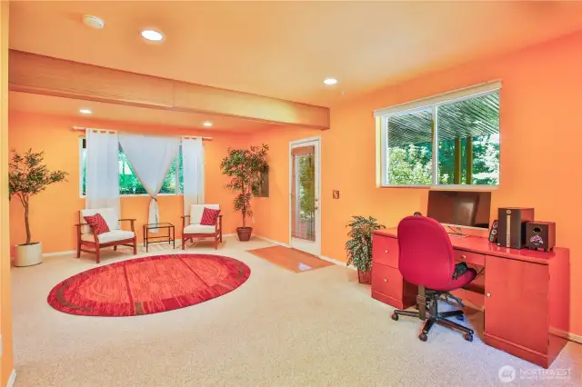 downstairs could be extra living room space, home office, or additional bedroom