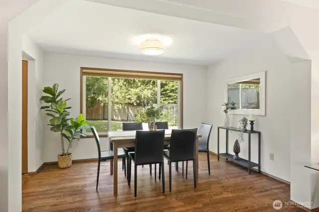 Pull up a chair - there's room for everyone at the table in this dining area.