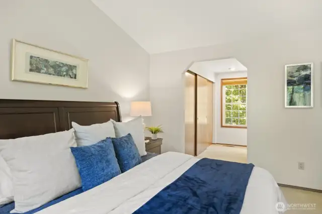 A large closet is situated along the way to the ensuite bathroom.