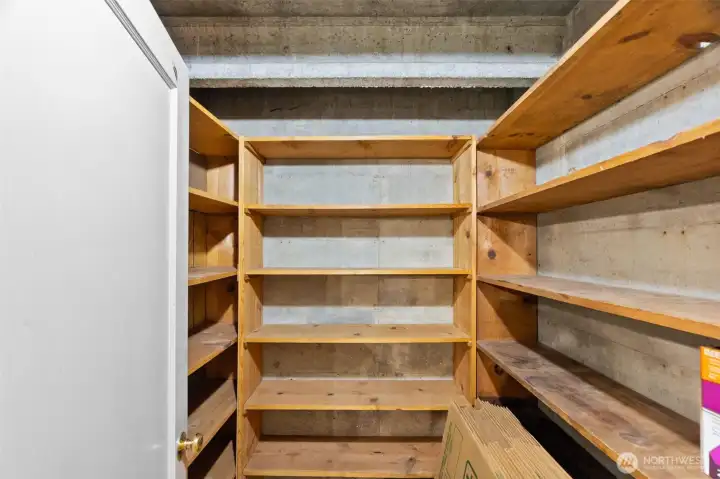 Canning-style closet/pantry with shelving.