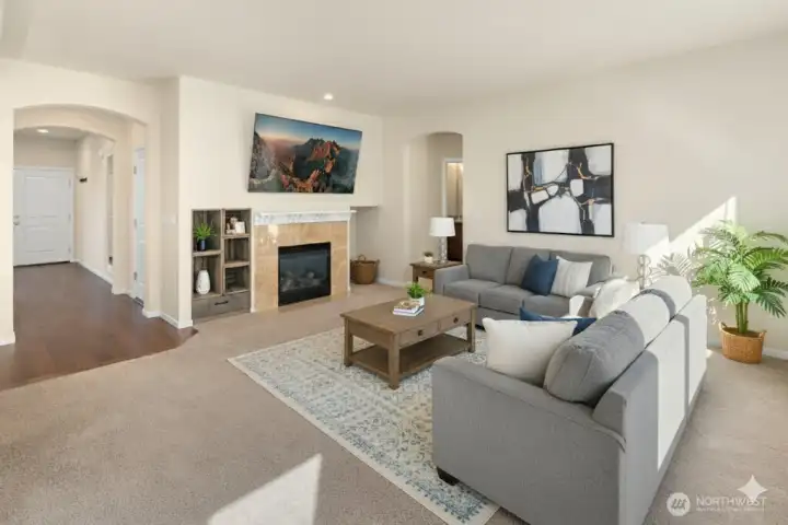 Virtually staged Family Room