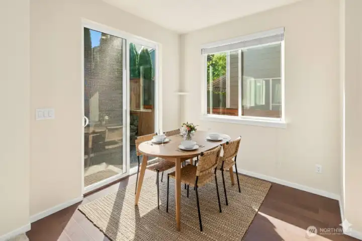 Virtually staged eating area