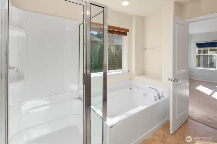 Primary bath showing shower & tub