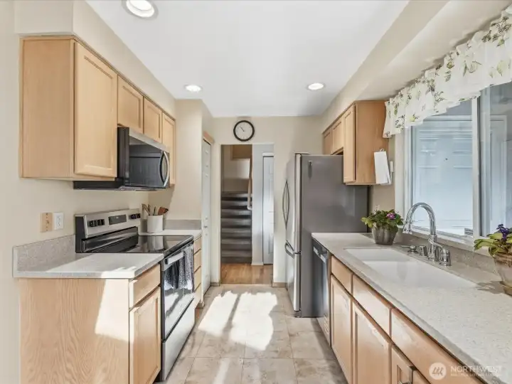 View of kitchen from the dining space