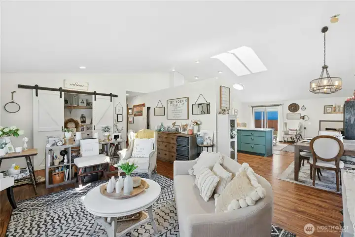 Living room is warm and welcoming for you and your guests.