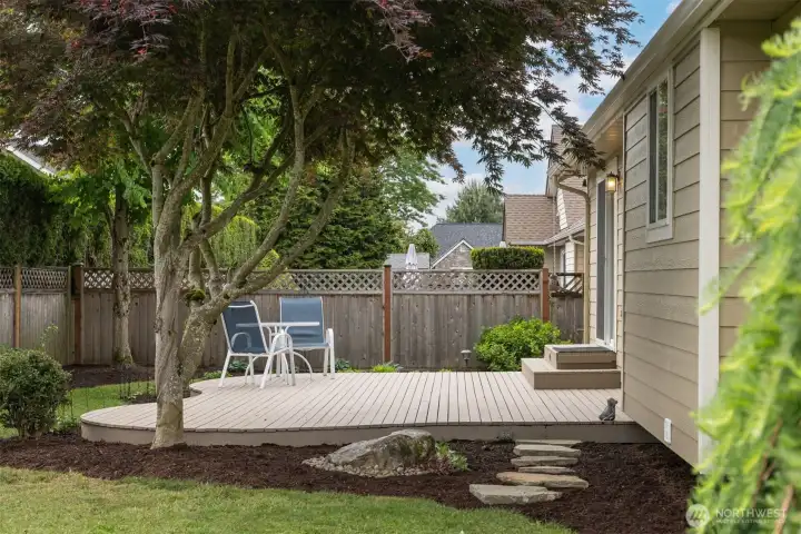 The newly refinished deck offers the the perfect place to relax & unwind. The newly refinished deck offers the the perfect place to relax & unwind.