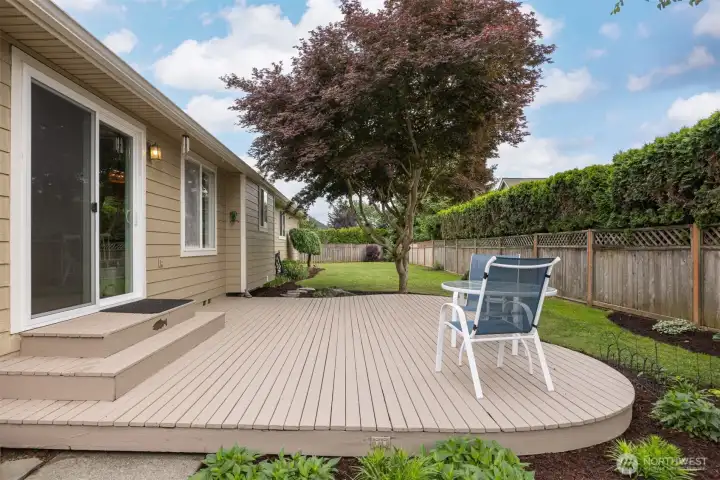 The deck off the back of the home is the perfect canvas for all your container gardening dreams, BBQ nights, and slow mornings over coffee. The deck off the back of the home is the perfect canvas for all your container gardening dreams, BBQ nights, and slow mornings over coffee.