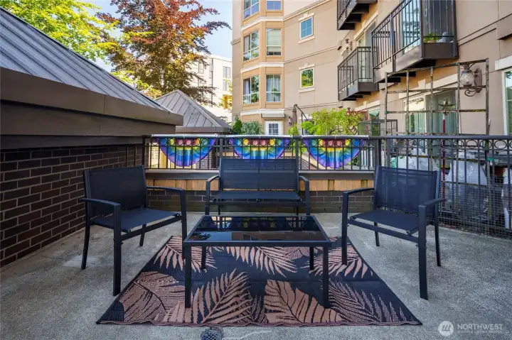 Rare oversized private balcony for outdoor living