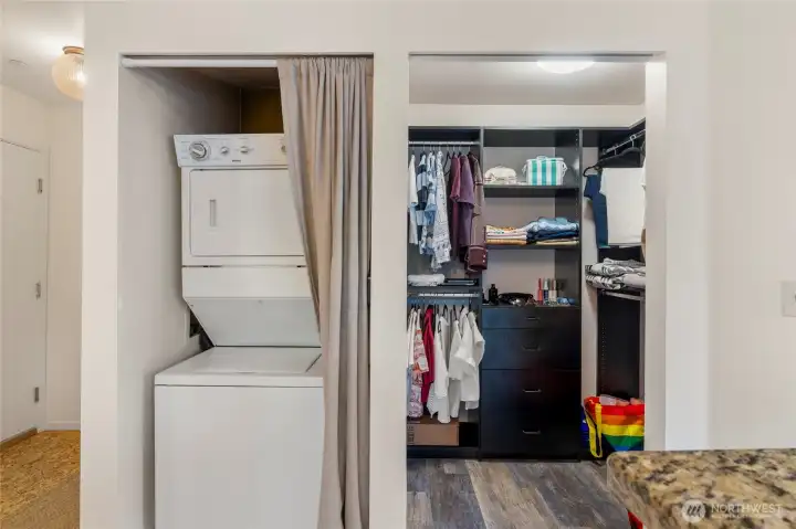 Full size washer and dryer conveniently located in the unit
