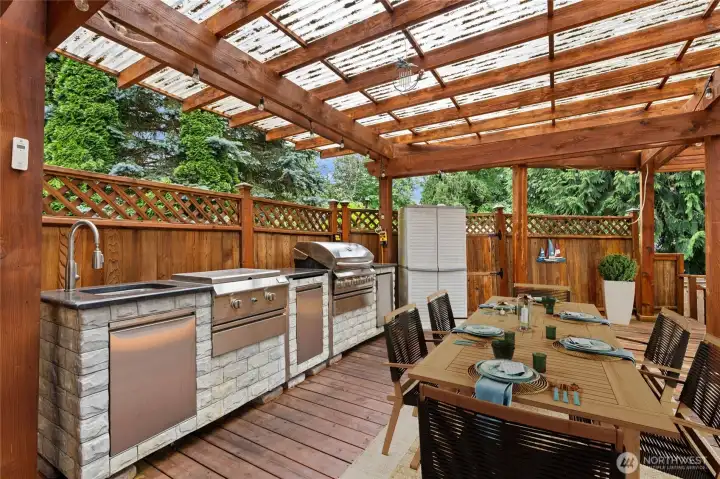Outdoor Kitchen & Covered Deck (Partially Digitally Staged)