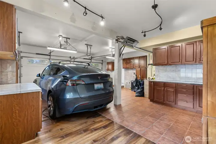 Finished Garage w/EV Charger and Cabinetry