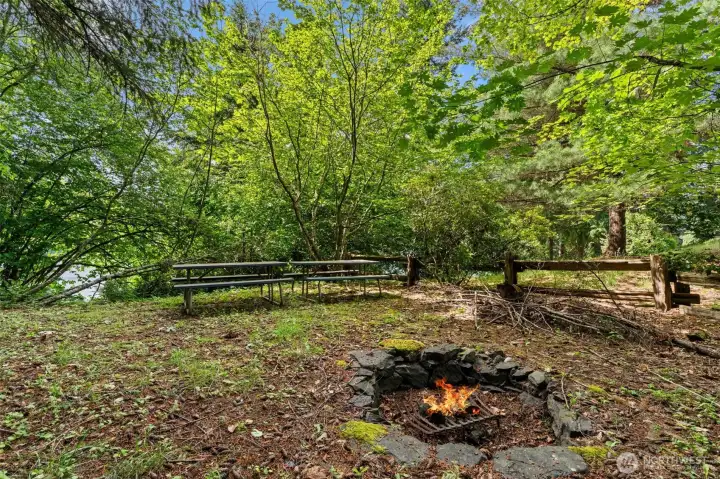 Private Neighborhood Park Firepit and Picnic Tables