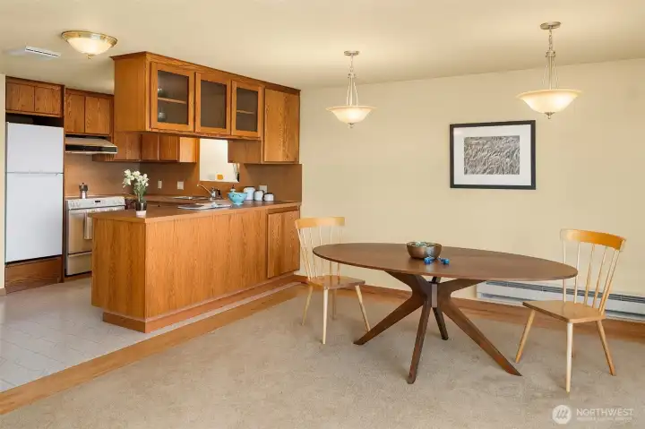 Compact and efficient kitchen with plenty of storage.