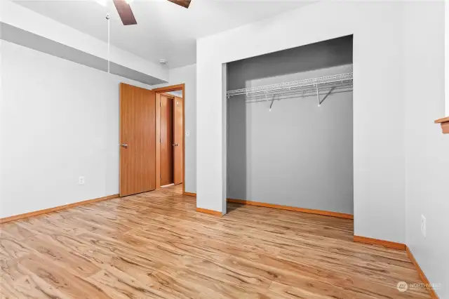 Lower level bedroom view with the closet