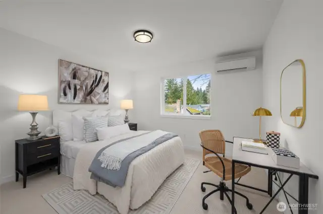 Your dream guest room or ultimate work-from-home setup awaits! With plush carpeting, a peaceful view, and a stylish workspace, this room is ready for anything.