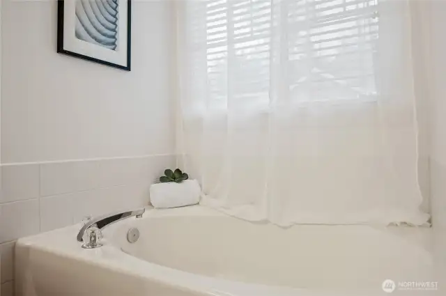 Soaking tub in the primary bath.