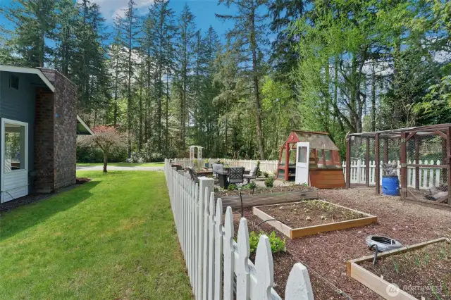 Already planted with flowers, berries and vegies for your enjoyment.