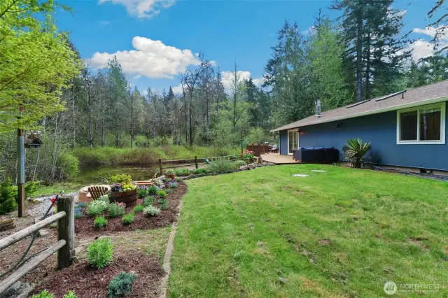 Backyard with view toward the seasonal pond.