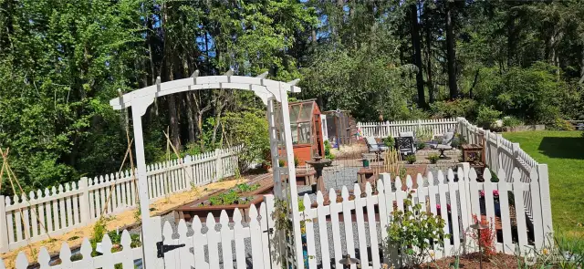 Trellis and gate welcome you into the garden