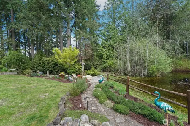 wander down to the sitting area and fire pit area.