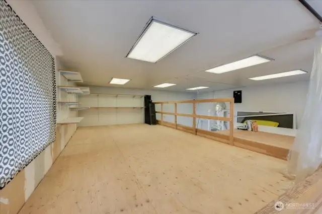 Huge loft storage in garage.