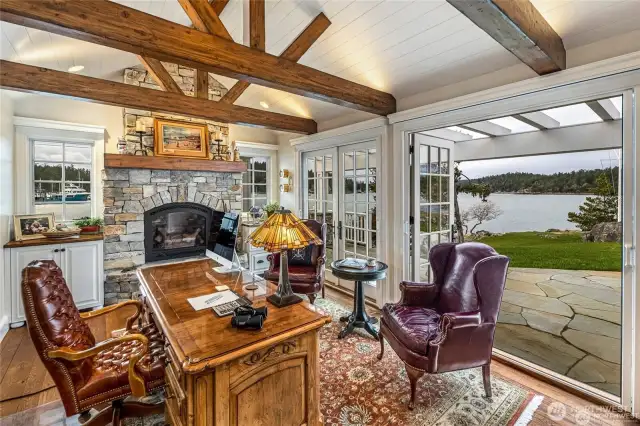 Executive office with deck off living room