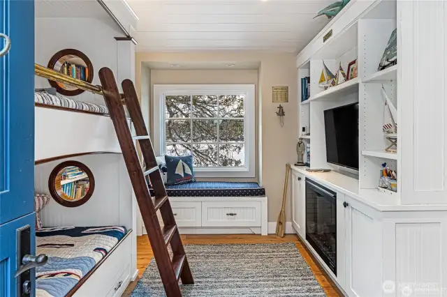 Boat House bunk beds and media room.