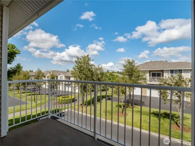 The private balcony gets morning sun and afternoon shade. A perfect spot to relax or entertain your guests.