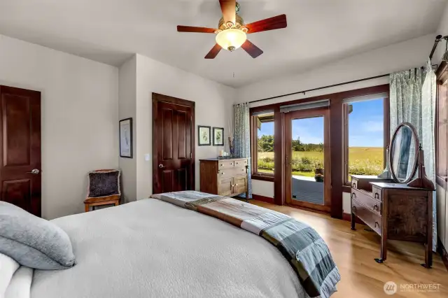 Downstairs bedroom, access to covered porch