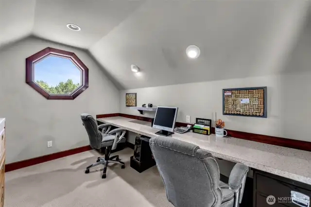 Office, upstairs, beyond the huge bonus room on the east end of the house