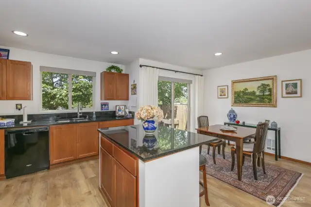 Island in kitchen with cupboard