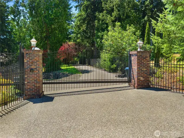 Gated entry and circular driveway. Privacy and convenience.
