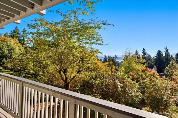 Private deck with stunning easterly views of Lake Sammamish and the Cascades.