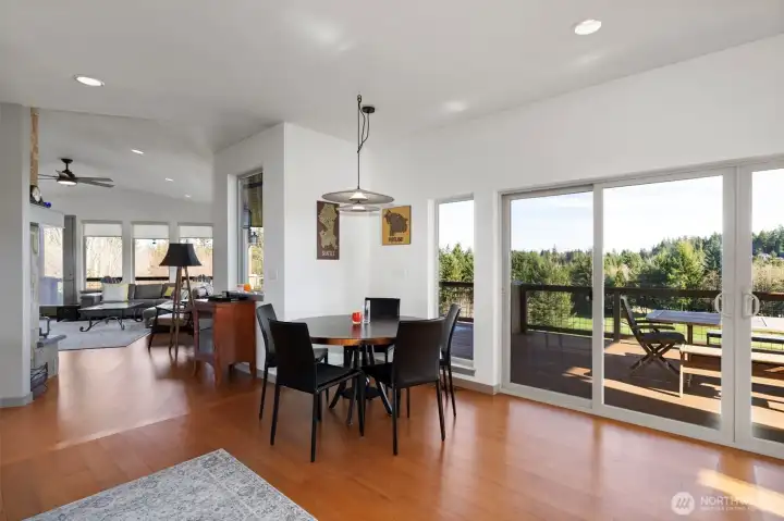 Dining area with access to the large covered deck.