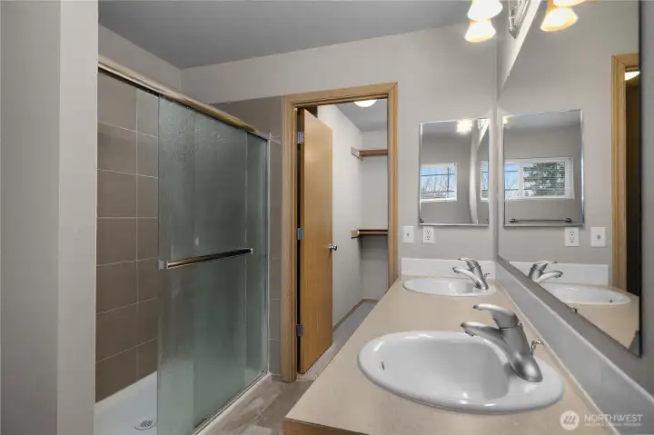 Primary bath with large walk-in shower