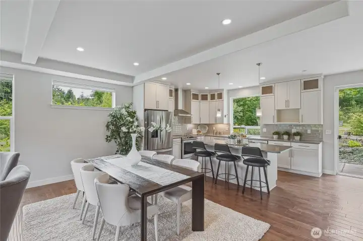 Off the kitchen is a sliding door to the back patio.