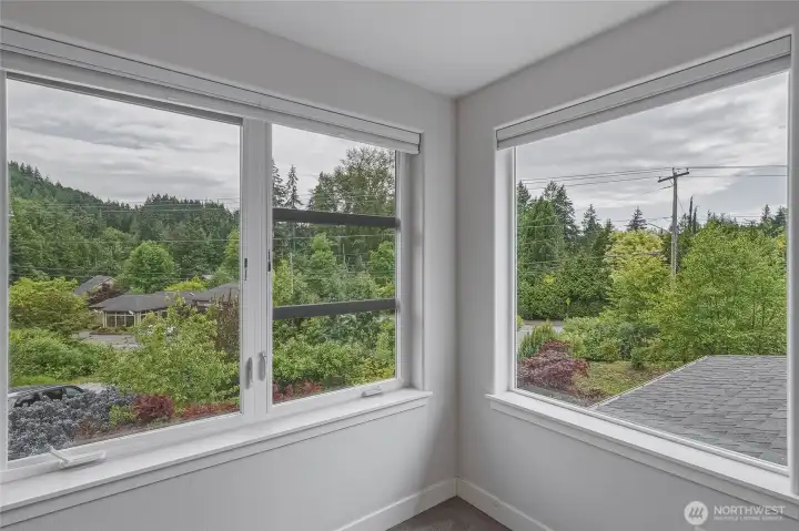A closer view out the windows of Bedroom #3.