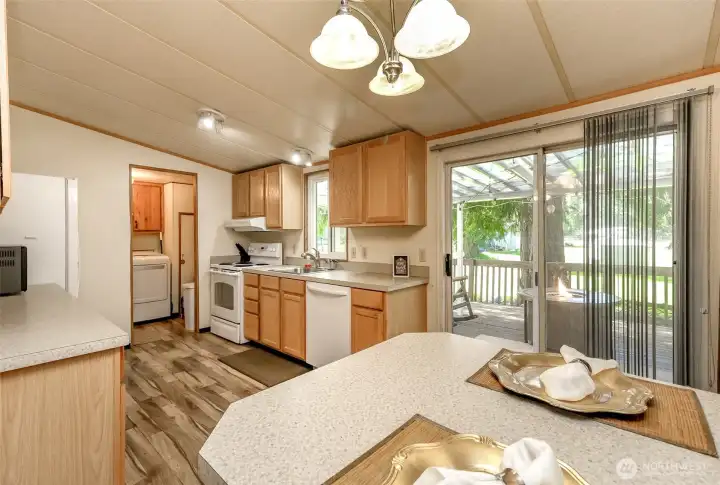 Slider leads to cover deck for outdoor use year round.